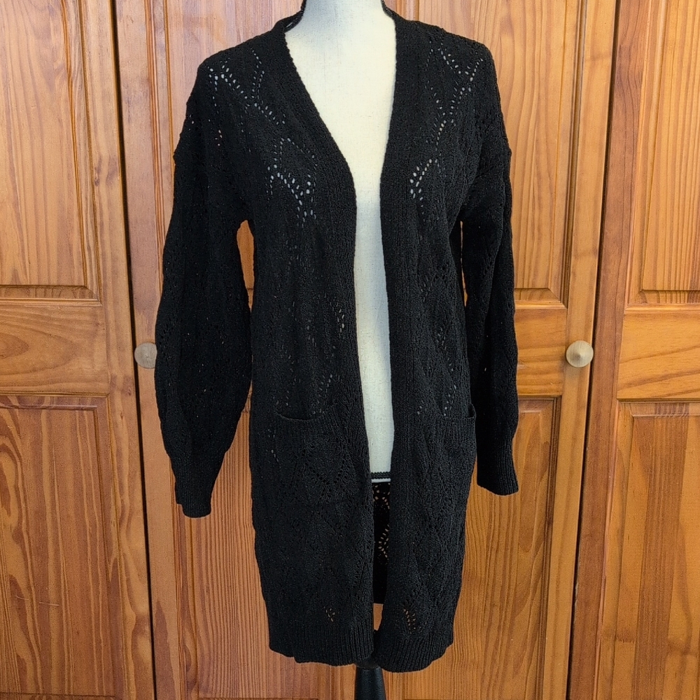 No Boundaries Black Knit Cardigan XS                 Q161